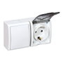 Simon Base superficie schuko 2p+t + conmutador Aquarius Blanco