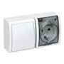 Simon Base superficie schuko 2p+t + conmutador Aquarius Blanco