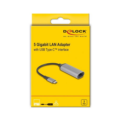DeLOCK Adapter USB Tipo C a LAN Ethernet RJ45 Gigabit 5 Gb/s