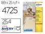 Avery Etiqueta Adhesiva Removible 25,4x10 mm Papel Blanco Caja 4725 Unidades