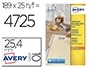 Avery Etiqueta Adhesiva Removible 25,4x10 mm Papel Blanco Caja 4725 Unidades