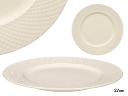 VESSIA Plato llano de porcelana relieve rombos 27cm Blanco