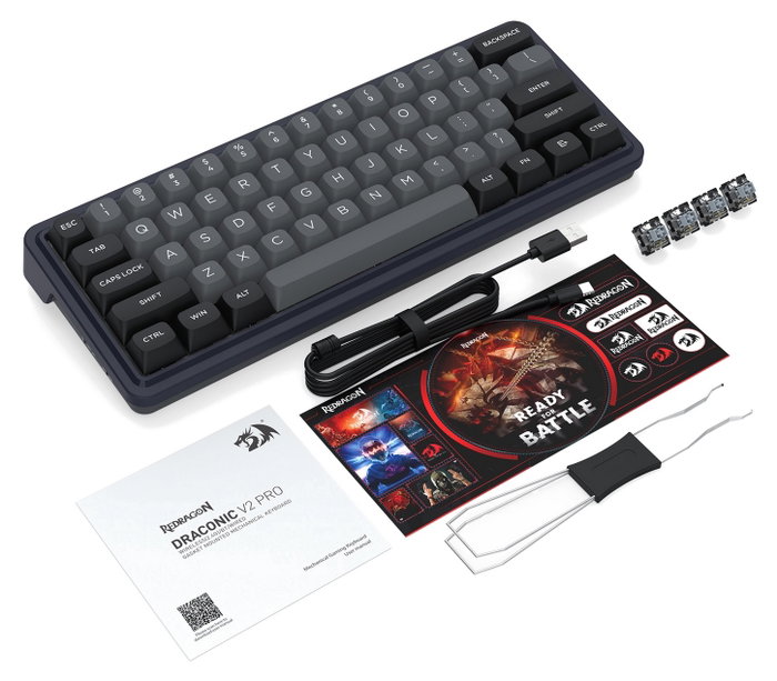 Redragon Draconic V2 K730GB-RGB-PRO Black Teclado Gaming Mecánico Inalámbrico 61 Teclas RGB Retroiluminación Batería 2500 mAh USB-C Negro Redragon Draconic V2 K730GB-RGB-PRO Black Teclado Gaming Mecánico Inalámbrico 61 Teclas RGB Retroiluminación Batería 2500 mAh USB-C Negro