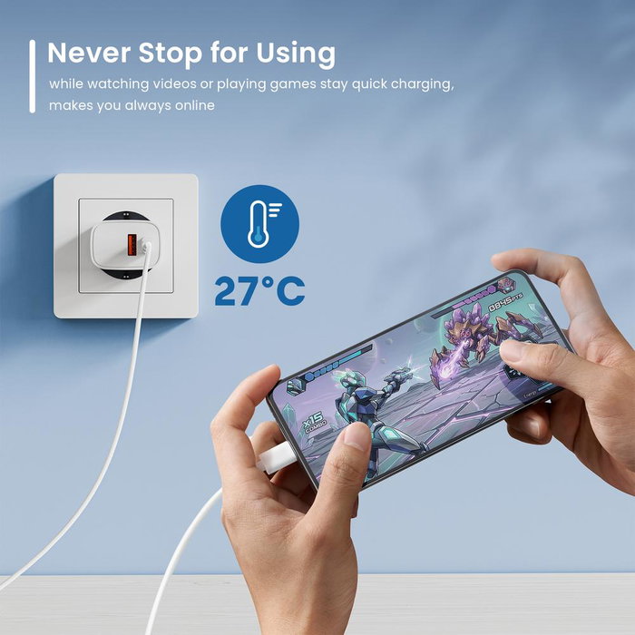 Ewent EW1326 Cargador 30W con USB Tipo A y USB Tipo C para Múltiples Dispositivos