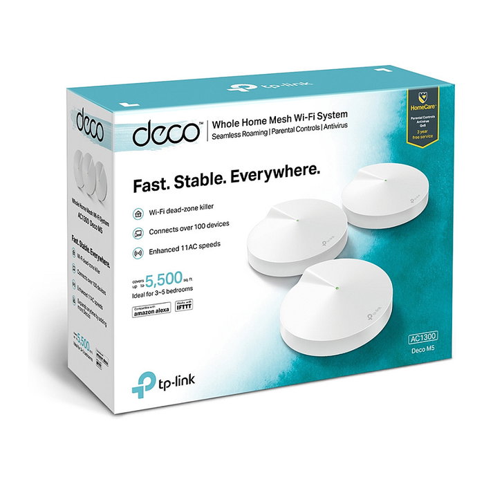 TP-Link Deco M5, 3-Pack, Sistema WiFi Mesh, 1300 Mbps, Blanco, WLAN Access Point, AC1300