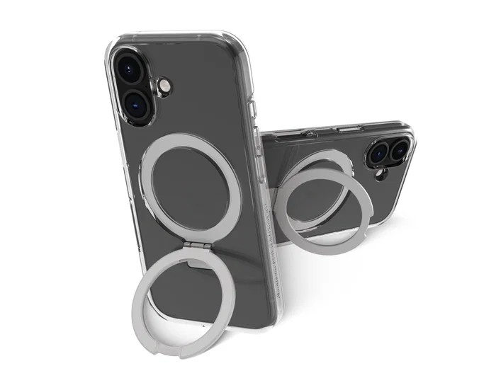 Dbramante1928 Iceland Ultra D3O MS Kick Funda para iPhone 16 (6.1") - Transparente, Resistente a Impactos, Compatible MagSafe, con Soporte