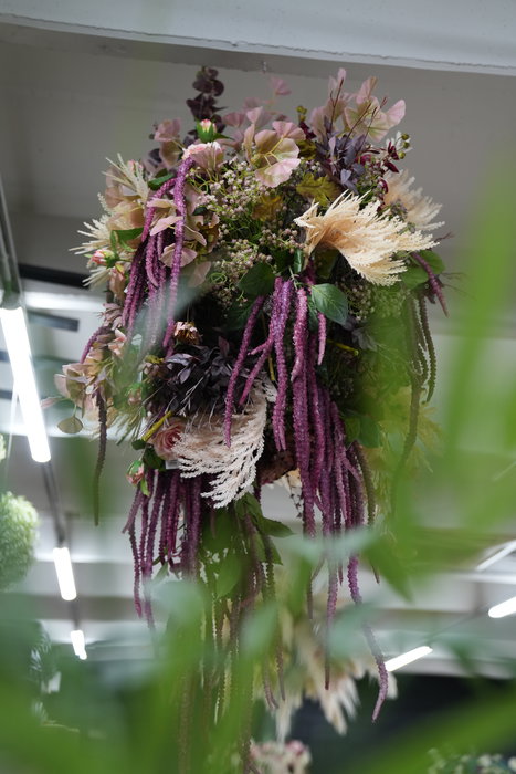 Oplante Flor Artificial Vara de Amaranthus Lila Vino Latex 130cm x 30cm 110g Decoración Hogar