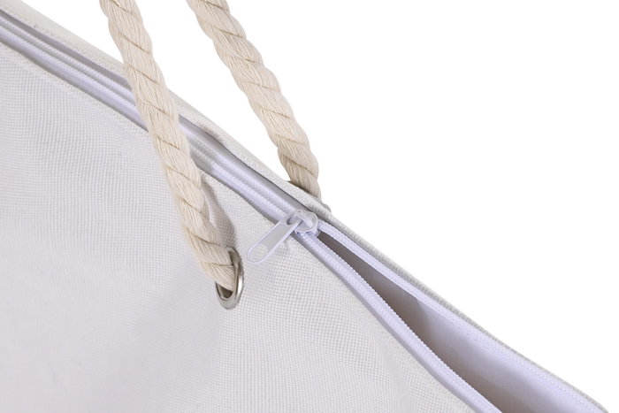 DKD Home Decor 4 Unidades Bolso Mediterraneo Blanco Azul Marino Poliester 63 x 42 x 14 cm
