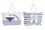 DKD Home Decor 4 Unidades Bolso Mediterraneo Blanco Azul Marino Poliester 63 x 42 x 14 cm