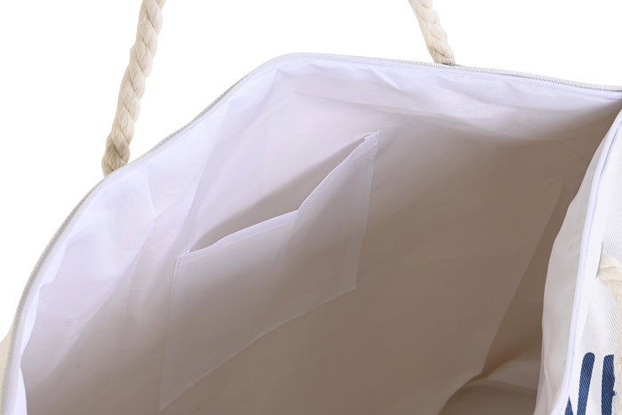 DKD Home Decor 4 Unidades Bolso Mediterraneo Blanco Azul Marino Poliester 63 x 42 x 14 cm