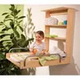 Roba Cambiador Plegable de Pared DSCHUNGELBABY con 2 Estantes Integrados y Colchón de Rayas Multicolor Incluido - Madera Natural