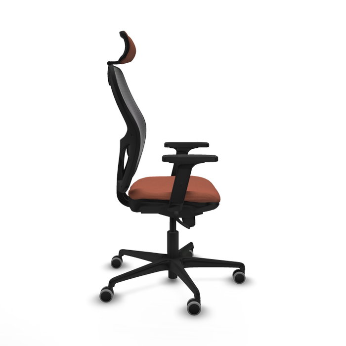 PIQUERAS Y CRESPO Silla de oficina Jorquera con mecanismo sincro, tela marrón y malla negra PIQUERAS Y CRESPO Silla de oficina Jorquera con mecanismo sincro, tela marrón y malla negra