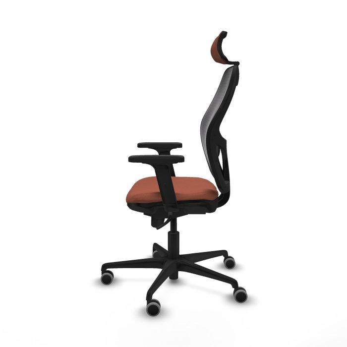 PIQUERAS Y CRESPO Silla de oficina Jorquera con mecanismo sincro, tela marrón y malla negra PIQUERAS Y CRESPO Silla de oficina Jorquera con mecanismo sincro, tela marrón y malla negra