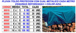 Pluvia Lona de Protección Azul 10x15 m (150 m2)