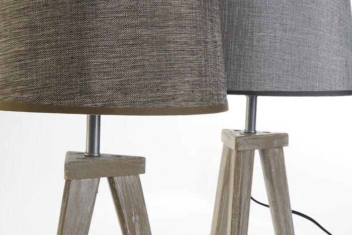 DKD Home Decor Lámpara de Sobremesa de Pino y Lino con Detalle de Hoja DKD Home Decor Lámpara de Sobremesa de Pino y Lino con Detalle de Hoja