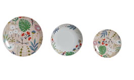 DKD Home Decor Juego de Vajilla de Porcelana de 18 Piezas con Flores Multicolor