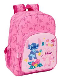 Mochila Escolar Lilo & Stitch Chill Rosa Menta 26 x 34 x 11 cm
