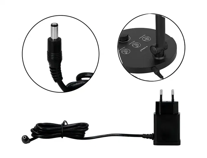 Q-connect Lámpara de Escritorio LED 7W 500 lm Brillo Regulable 3 Niveles Color Negro Cabeza Brazo Orientable