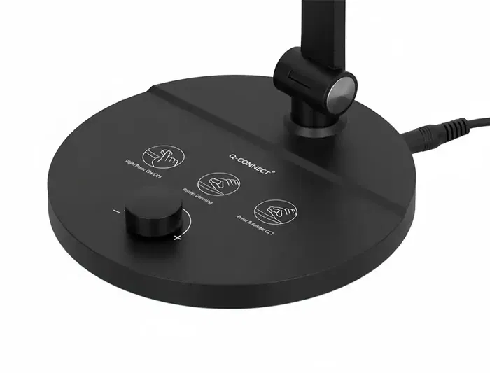 Q-connect Lámpara de Escritorio LED 7W 500 lm Brillo Regulable 3 Niveles Color Negro Cabeza Brazo Orientable