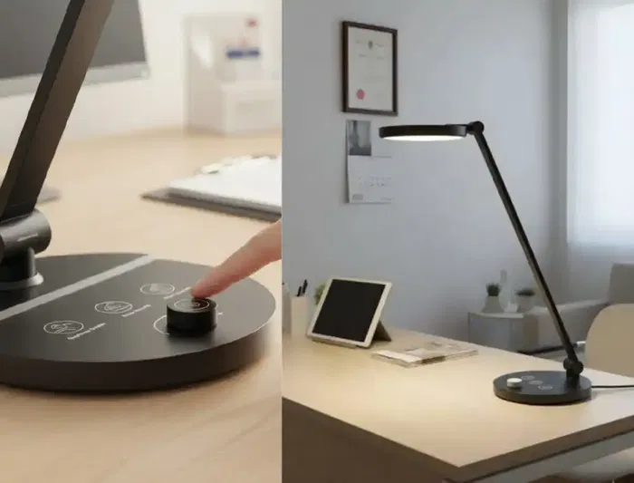 Q-connect Lámpara de Escritorio LED 7W 500 lm Brillo Regulable 3 Niveles Color Negro Cabeza Brazo Orientable