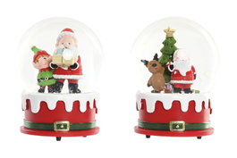 DKD Home Decor Bola de Nieve Musical de Resina y Cristal, Multicolor, Surtido de 2