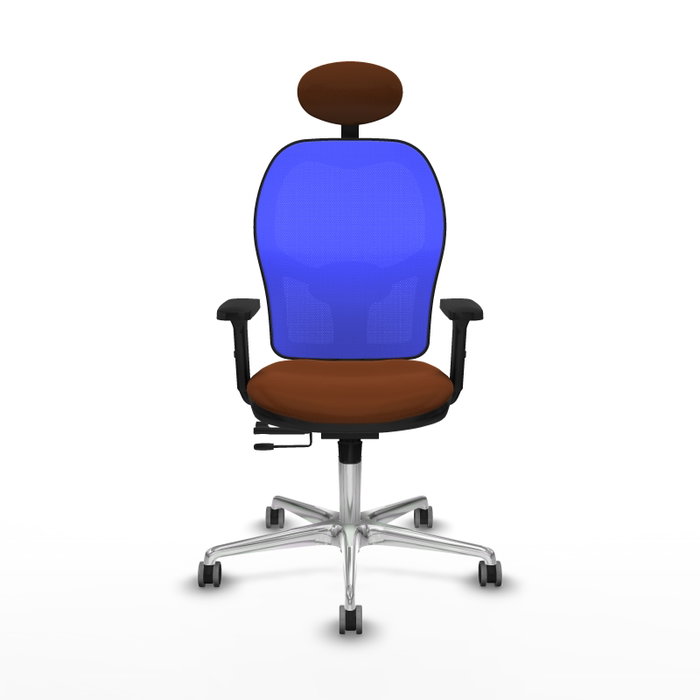 PIQUERAS Y CRESPO Silla de oficina Jorquera con mecanismo Sincro/Traslack, Marrón y Azul