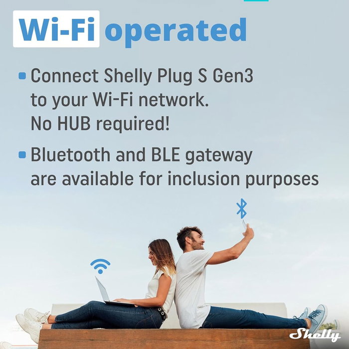 Shelly Plug S Gen3 Matter Wi-Fi Smart-Steckdose 12A Messfunktion WLAN Bluetooth blanco