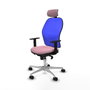 PIQUERAS Y CRESPO Silla de oficina Jorquera con mecanismo Sincro, Tela Rosa y Malla Azul