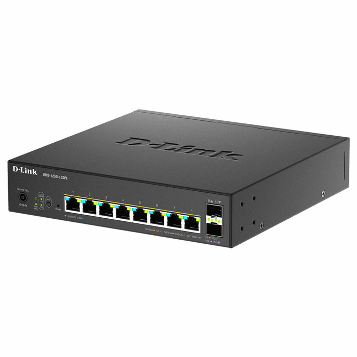 D-Link Switch gestionable DMS-1250-10SPL, 8 puertos multigigabit 2.5G PoE+, 2 puertos 10G SFP+, 120W