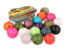 Innspiro Cuentas de madera bola colores surtidos 25mm con 5m de hilo