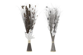 DKD Home Decor Ramo de Fibra de Coco Surtido Gris y Marrón
