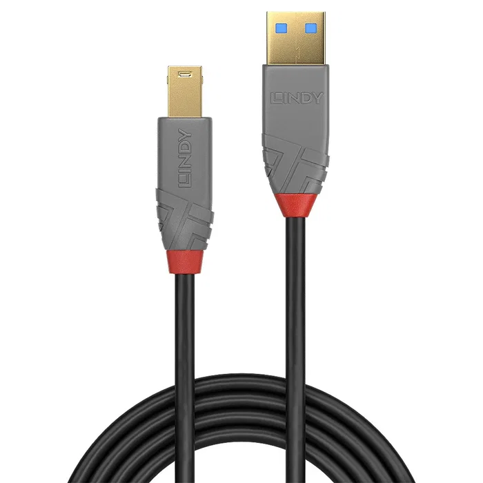Lindy Cable USB 3.2 Gen 1 Anthra Line Tipo A a B, 5 m, Negro