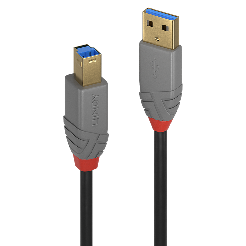 Lindy Cable USB 3.2 Gen 1 Anthra Line Tipo A a B, 5 m, Negro