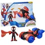 Hasbro HASG24605X0 Marvel Spidey y Amigos Extraordinarios - Vehículo Spidey Techno-Quad y Figura de Miles Morales Spin de 7.5 cm, Accesorio, Para 3 años