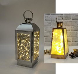 DKD Home Decor Farola Navidad Moderna Dorada 14 x 36 x 15 cm