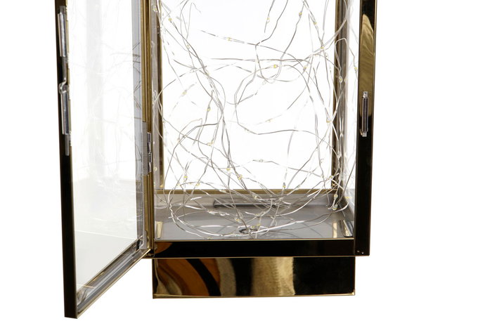 DKD Home Decor Farola Navidad Moderna Dorada 14 x 36 x 15 cm