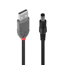 Lindy Cable USB A a DC 5.5/2.1 mm, 1,5 m, Negro