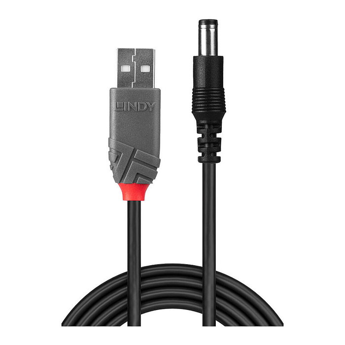 Lindy Cable USB a DC 2.1mm/5.5mm 1,5m Negro