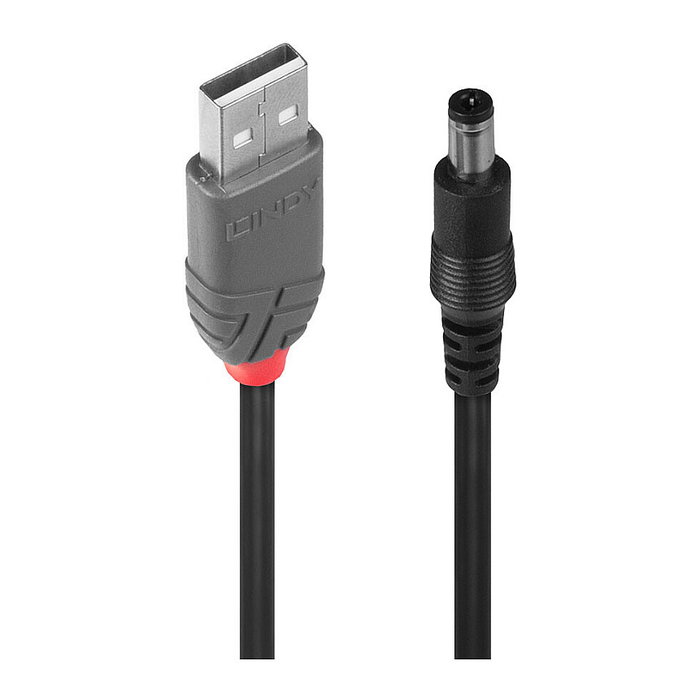 Lindy Cable USB a DC 2.1mm/5.5mm 1,5m Negro