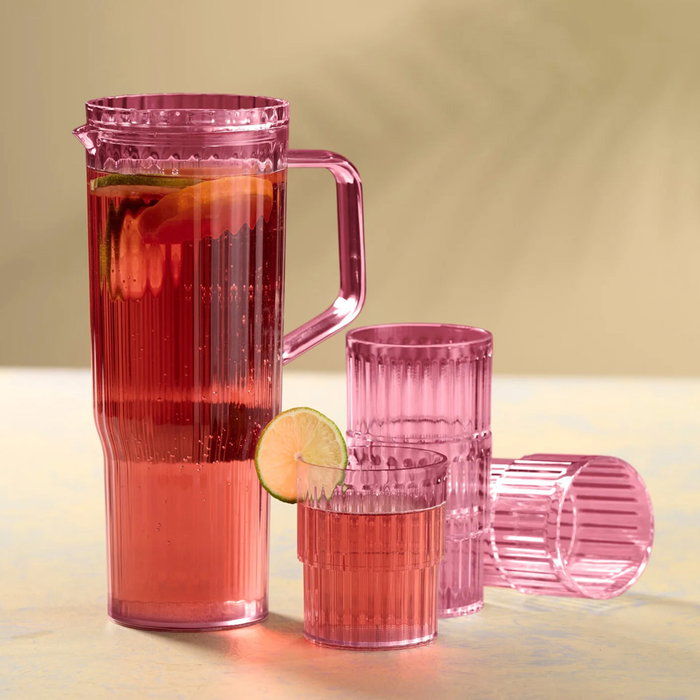 Day Jarra 1,2 L con Tapa y 4 Vasos Apilables - Set de Plástico