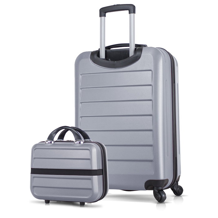 Zoozie Bags Juego de Maletas Gris con Neceser, Maleta Mediana 66x43x27cm, ABS, 4 Ruedas 360º Zoozie Bags Juego de Maletas Gris con Neceser, Maleta Mediana 66x43x27cm, ABS, 4 Ruedas 360º