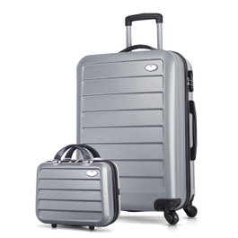 Zoozie Bags Juego de Maletas Gris con Neceser, Maleta Mediana 66x43x27cm, ABS, 4 Ruedas 360º