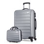 Zoozie Bags Juego de Maletas Gris con Neceser, Maleta Mediana 66x43x27cm, ABS, 4 Ruedas 360º