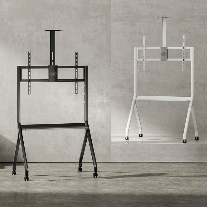 Maclean soporte de tv / carro, estante de cÁmara, sobre ruedas, 55-100", carga mÁx. 120kg/10kg estante, mÁx. vesa 900x600, negro