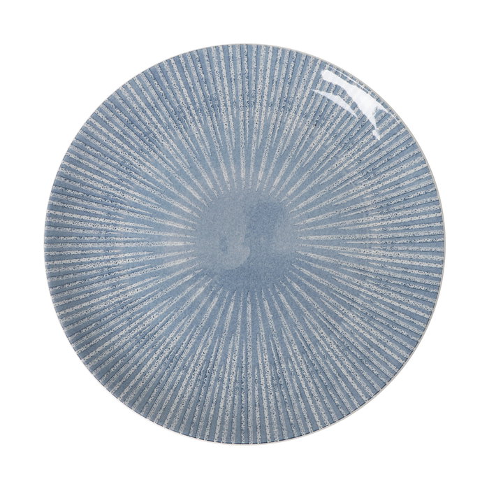 Santa Clara Vajilla "Electra", 12 Piezas, Color Azul, Plato Hondo 20.3 cm, Plato Llano 27 cm, Plato Postre 19.4 cm (2 Unidades)
