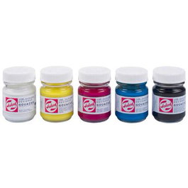 Talens Témperas Extrafinas Bote 50 mL - Set 5 Unidades Colores Primarios: Blanco, Amarillo, Rojo, Azul, Negro