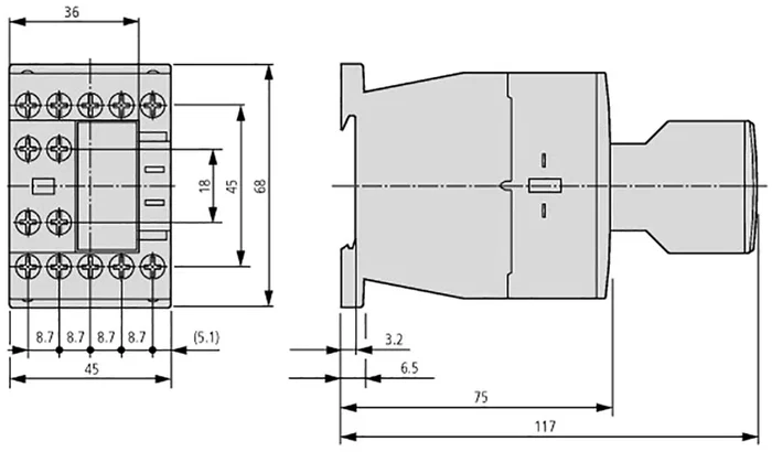 EATON ELECTRIC Contactor DILMS 3-polar 24V DC