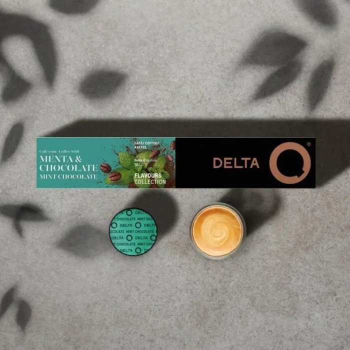 Delta Cápsulas Menta y Chocolate para cafeteras Delta, Caja de 10