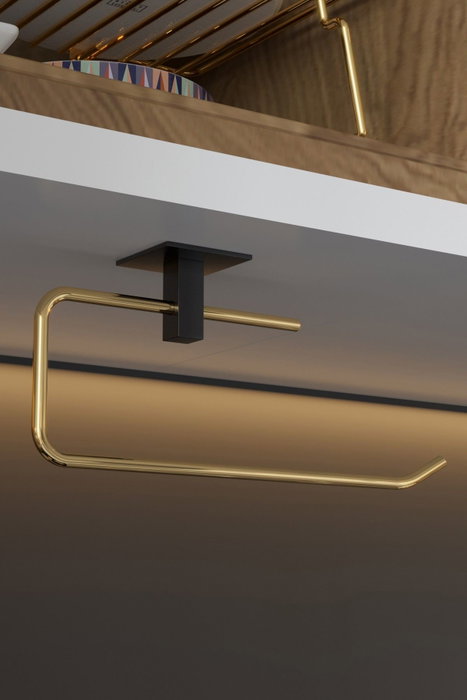 Aberto Design Toallero de Papel Baño Cocina Metal Dorado 8 x 5 x 25 cm