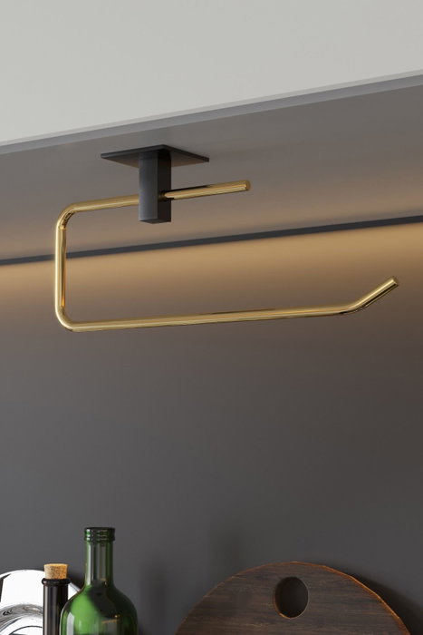 Aberto Design Toallero de Papel Baño Cocina Metal Dorado 8 x 5 x 25 cm